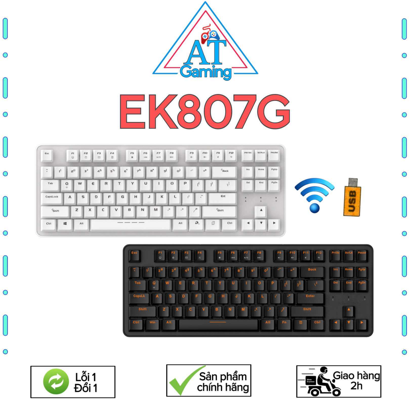 Bàn phím cơ không dây dareu ek807g 87-keys