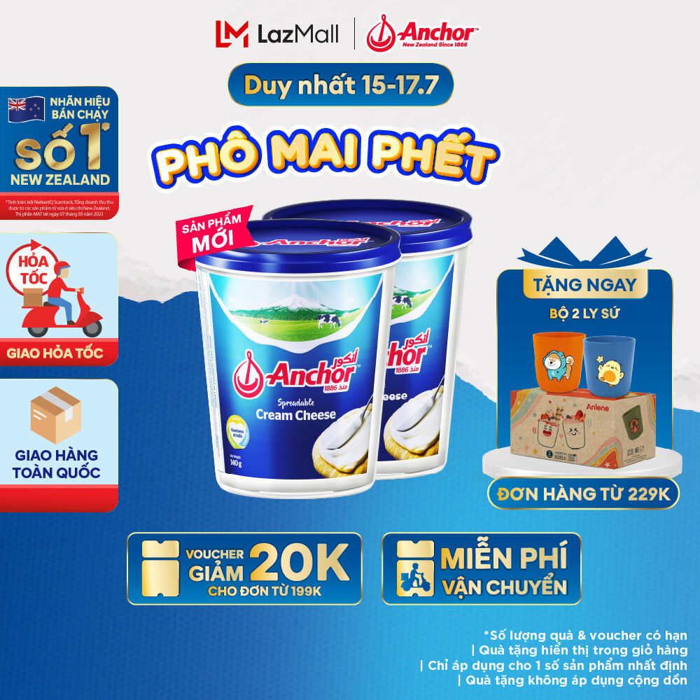 [GIAO HÀNG TOÀN QUỐC] Combo 2 Phô Mai Kem Hiệu Anchor (Dạng Phết)