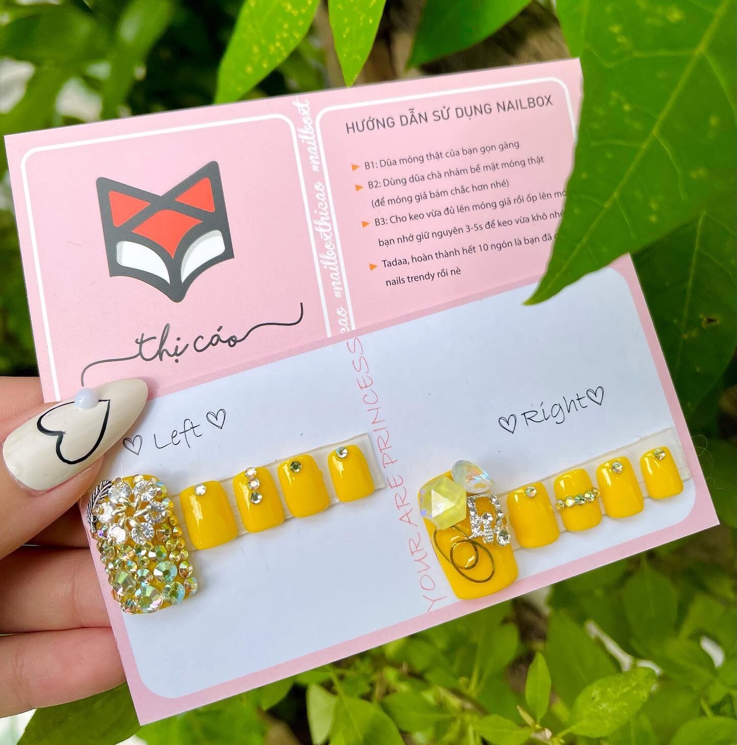[ nails box] móng chân giả đính đá tone vàng