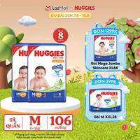 [20h 7-10.8 GIẢM THÊM 90K] Combo 2 Gói Tã/bỉm quần HUGGIES SKINCARE MEGA JUMBO size M102+4 miếng