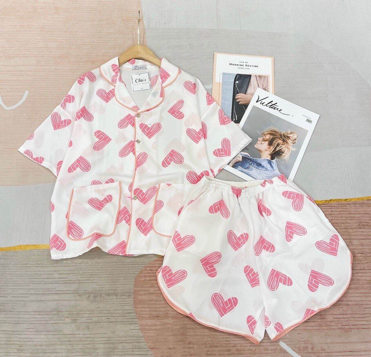 [HCM]Đồ bộ pijama bò sữa mặc nhà lụa latin satin mango
