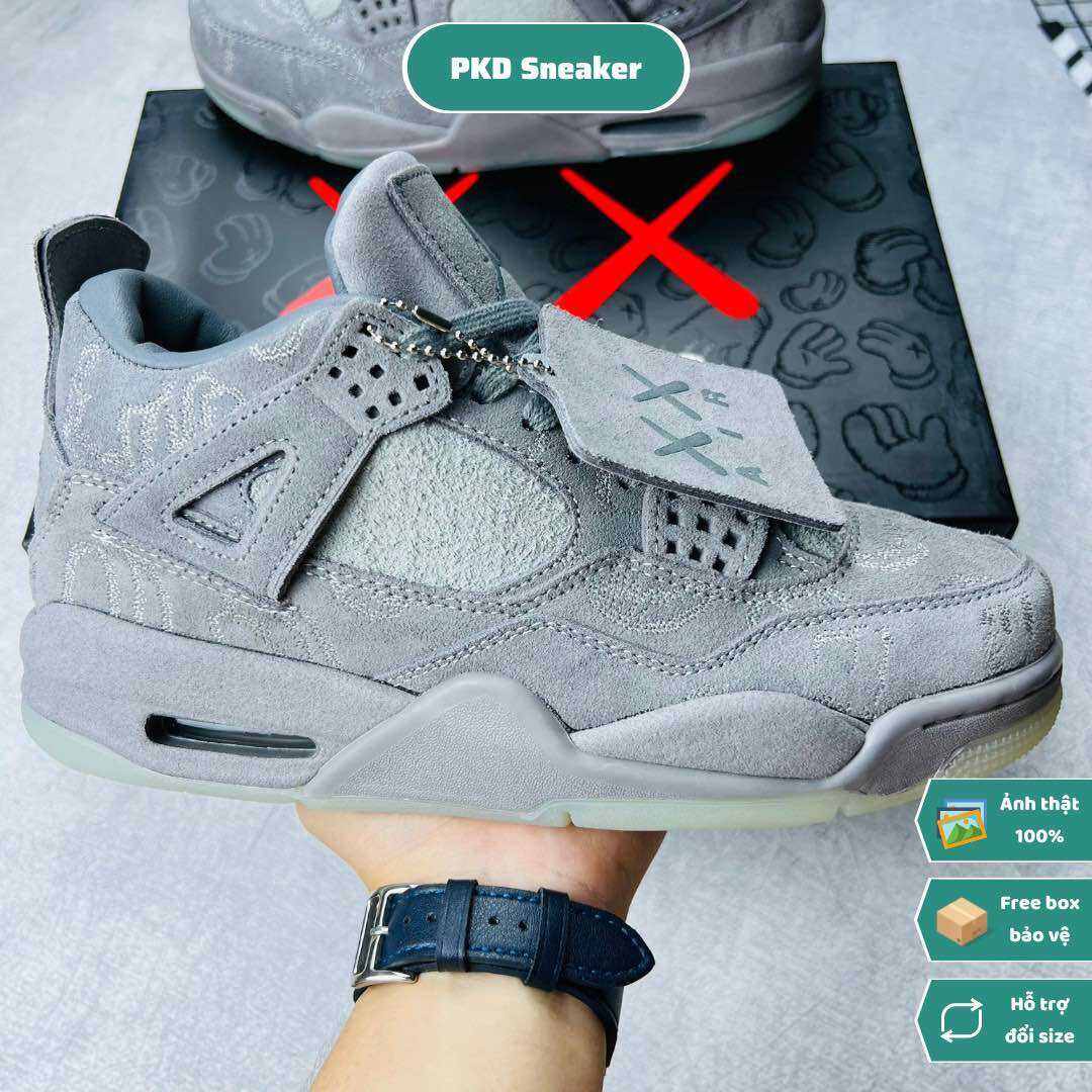 Giày Thể Thao Sneaker Cổ Cao Air Jordan 4 JD4 Retro Kaws Da Lộn Đế Dạ Quang Hàng SC