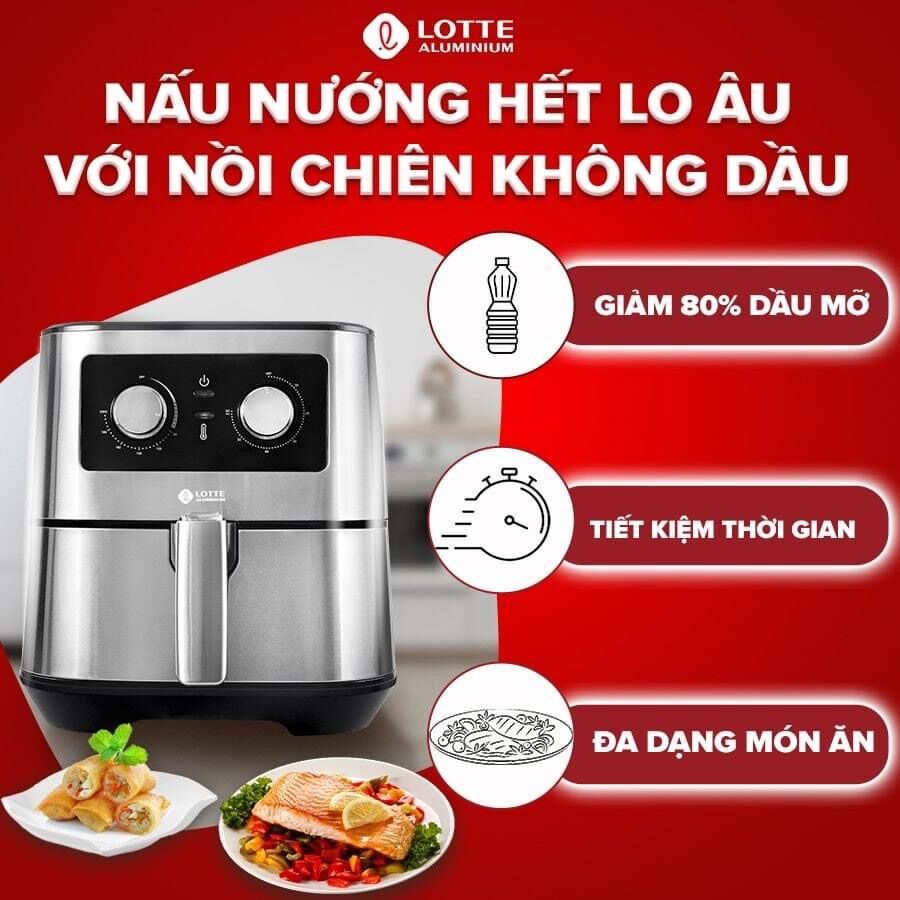 Nồi chiên không dầu Lotte 5,5l ,nồi chiên không dầu Lotte chính hãng hàn quốc 💥💫