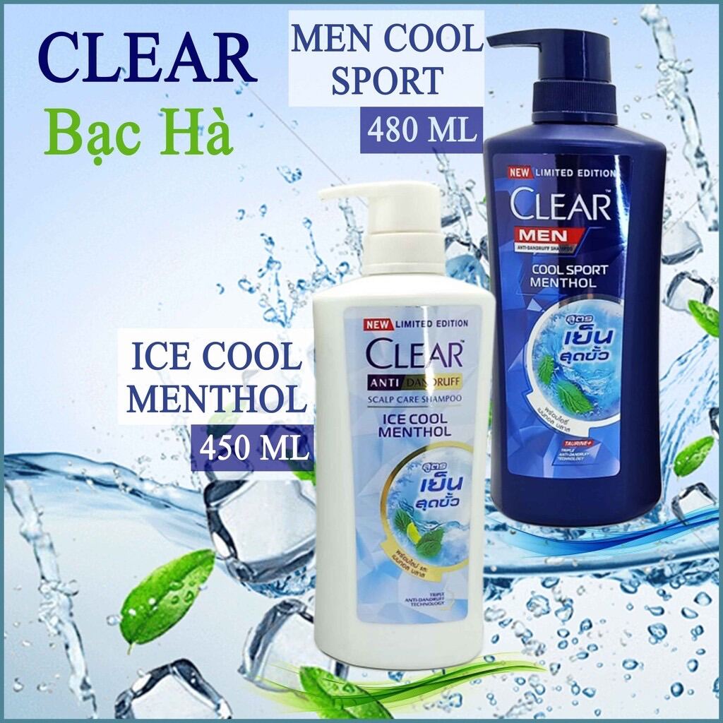 Bộ Đôi Combo 2 Chai Dầu Gội Clear Men+Bạc Hà Thái Lan