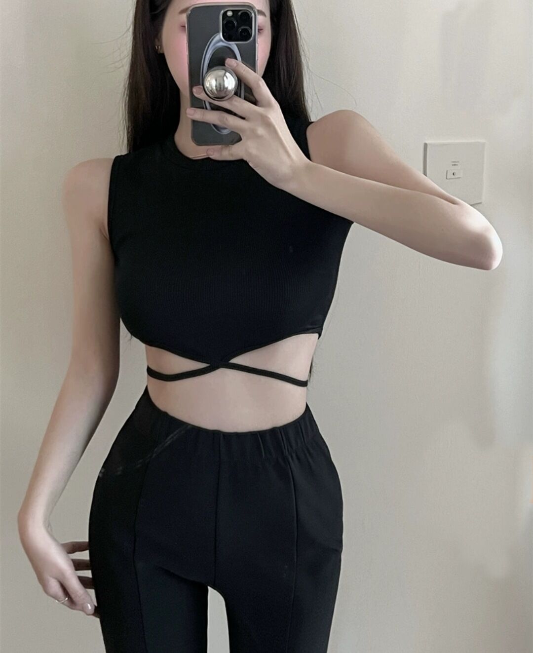 Áo Croptop Thun Gân Buộc Dây Chéo Eo _ Áo Ba Lỗ Nữ Basic (CAM KẾT DÀY DẶN)