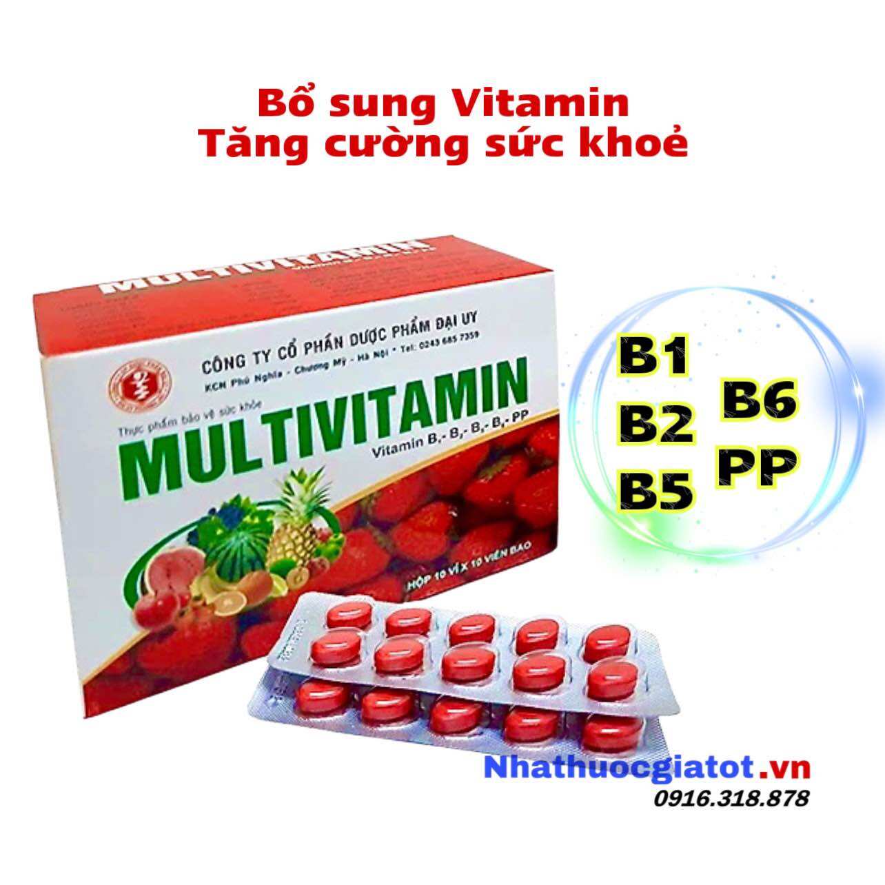 Multivitamin đại uy hộp 100 viên bổ sung vitamin cho cơ thể