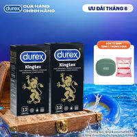 Bộ 2 hộp bao cao su Durex Kingtex bôi trơn, ôm sát size 49mm, 12 bao/hộp