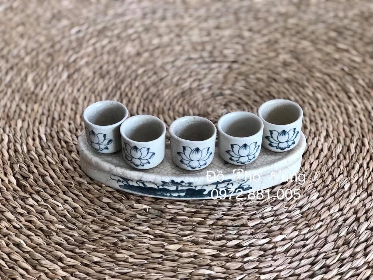 Bộ kỉ thờ,  bộ chén kỷ thờ Men Rạn Đen