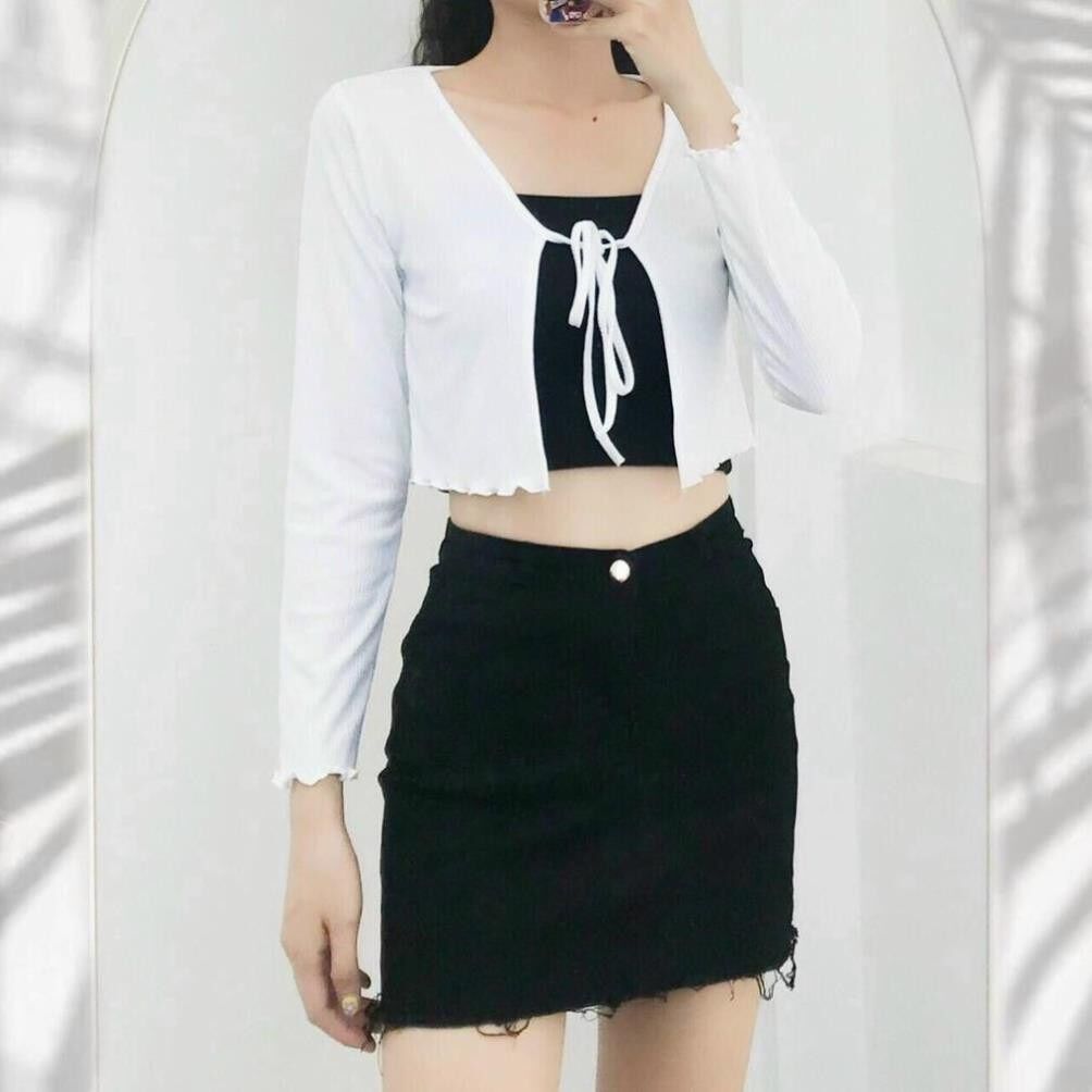 Set áo khoác gân cột dây + 2 dây trơn