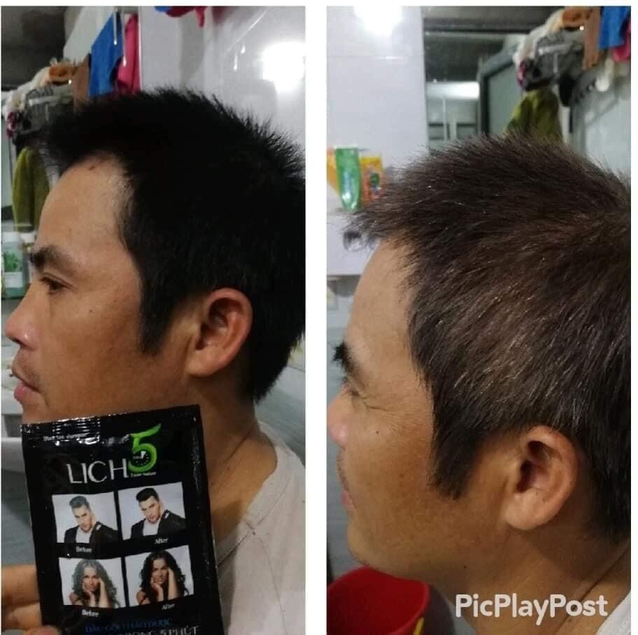 Dầu Gội Thảo Dược Đen Tóc Lich5 Hộp 10 gói