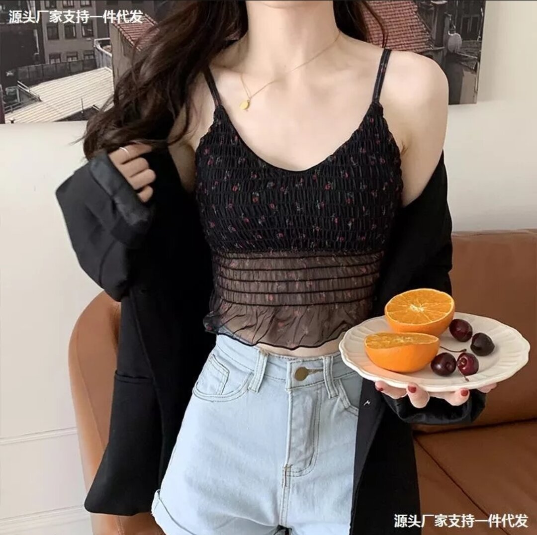 Áo lót nữ Bra bèo nhún hai dây phối ren thời trang thích hợp du lịch đi biển