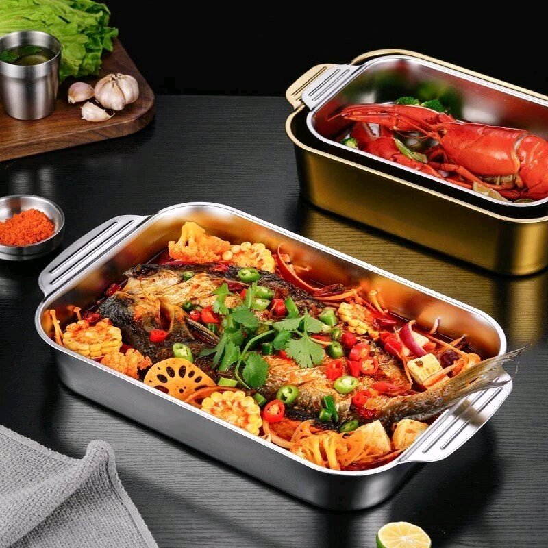 KHAY INOX SUS304 NƯỚNG BÁNH ,OM CÁ ,NẤU LẨU ĐA NĂNG