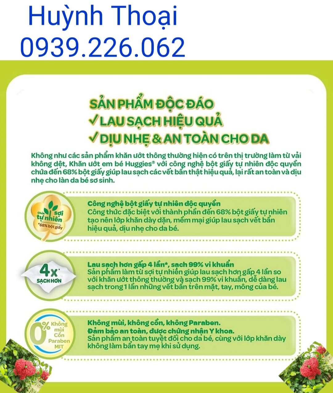 Combo 4 gói khăn ướt Huggies không mùi 80 tờ/gói