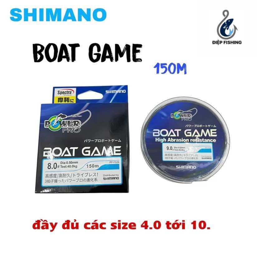 Cước câu cá shimano boat game 150m tải cá cao, dây câu cá chuyên dụng làm trục săn hàng