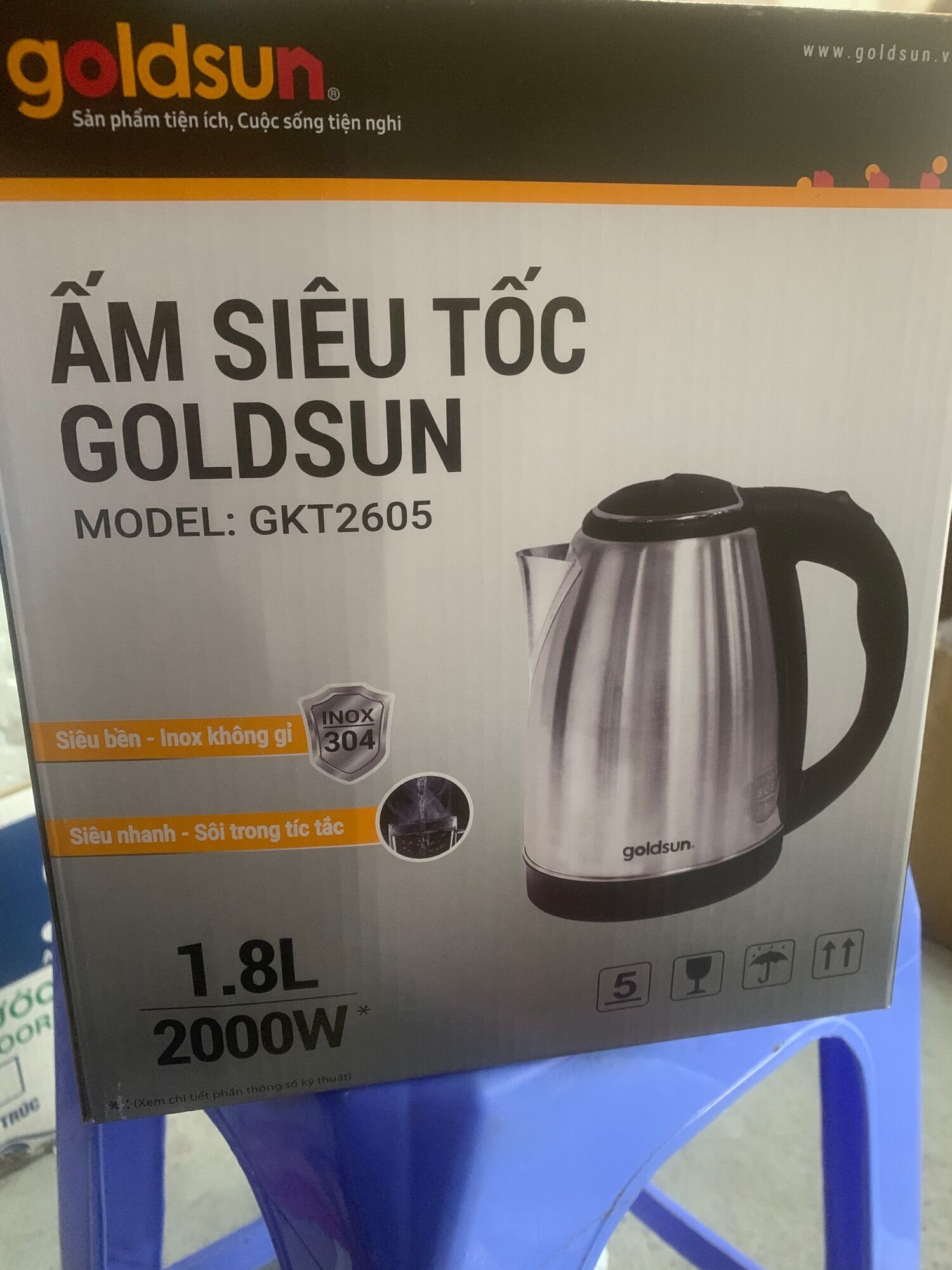 Ấm siêu tốc Goldsun GKT2605, ấm đun nước siêu tốc