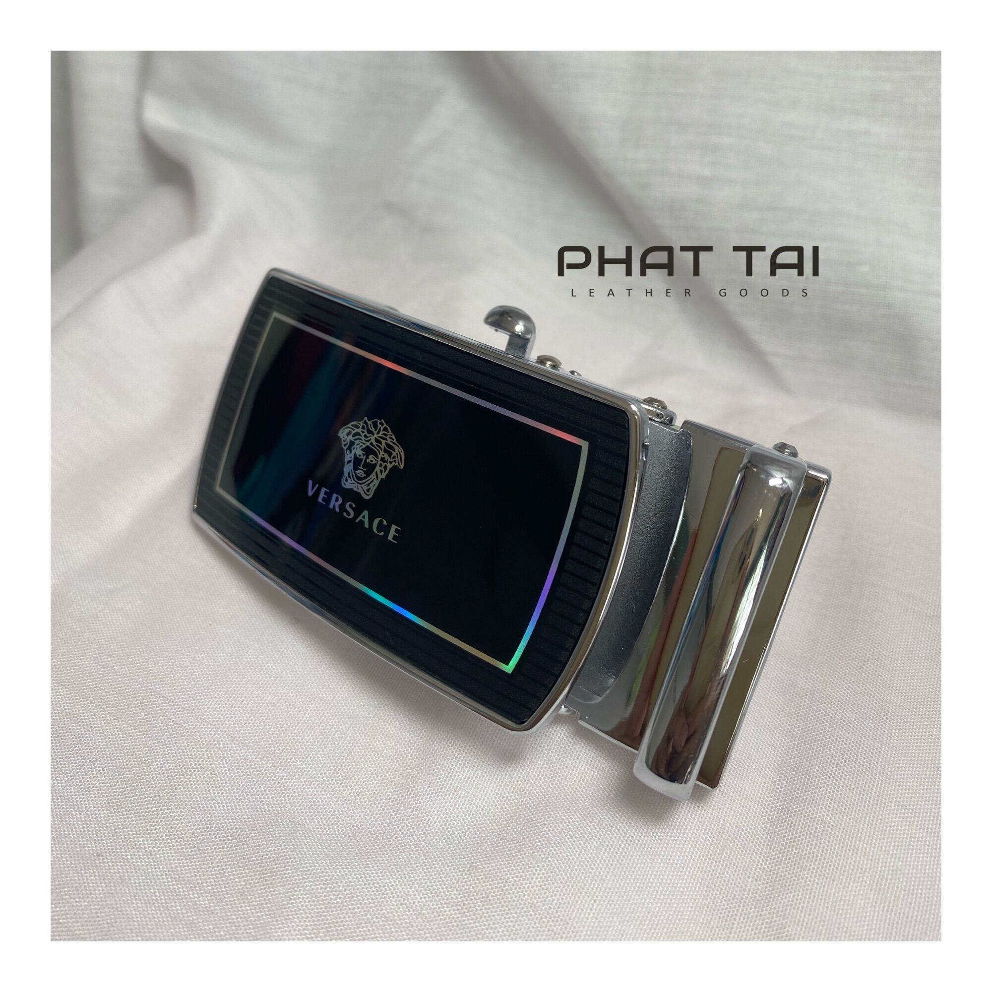 [Khoá Tỳ] Đầu khoá thắt lưng tự động khắc logo bạc, nam tính, sang trọng