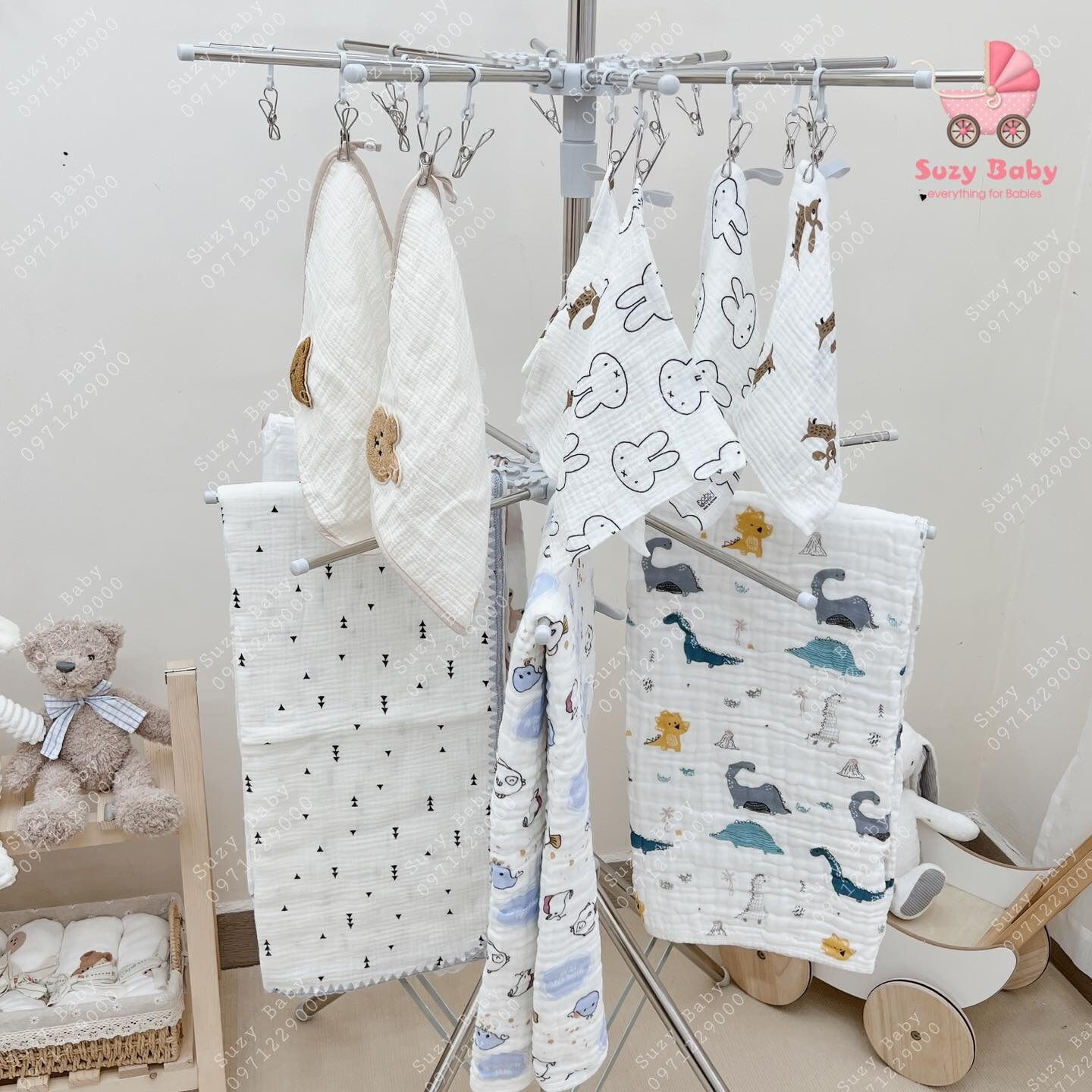 CÂY PHƠI QUẦN ÁO INOX ĐA NĂNG 3 TẦNG 52 MÓC KẸP
