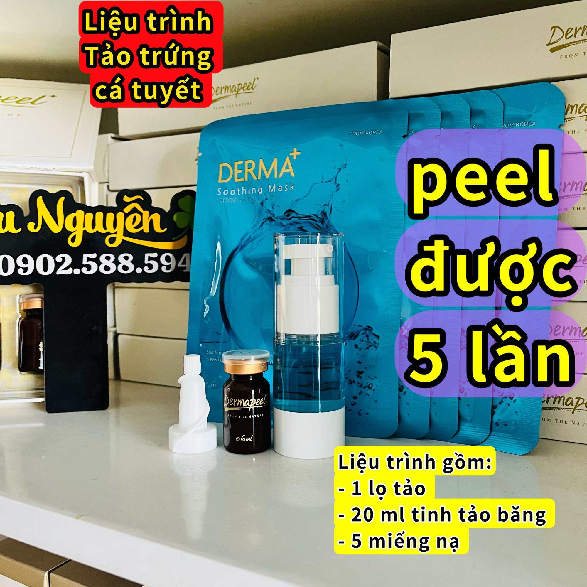 Liệu trình peel da tảo trứng cá tuyết. Dermapeel cam kết không bong da. 100.% chính hãng