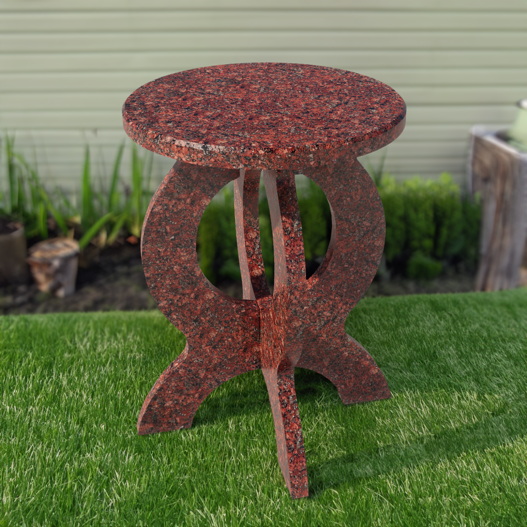 Ghế đá hoa cương - Ghế đôn tròn - Đỏ hoa cương