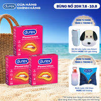 Combo 3 bao cao su Durex Pleasuremax gân gai tăng khoái cảm (size 56mm, 3 bao/hộp)