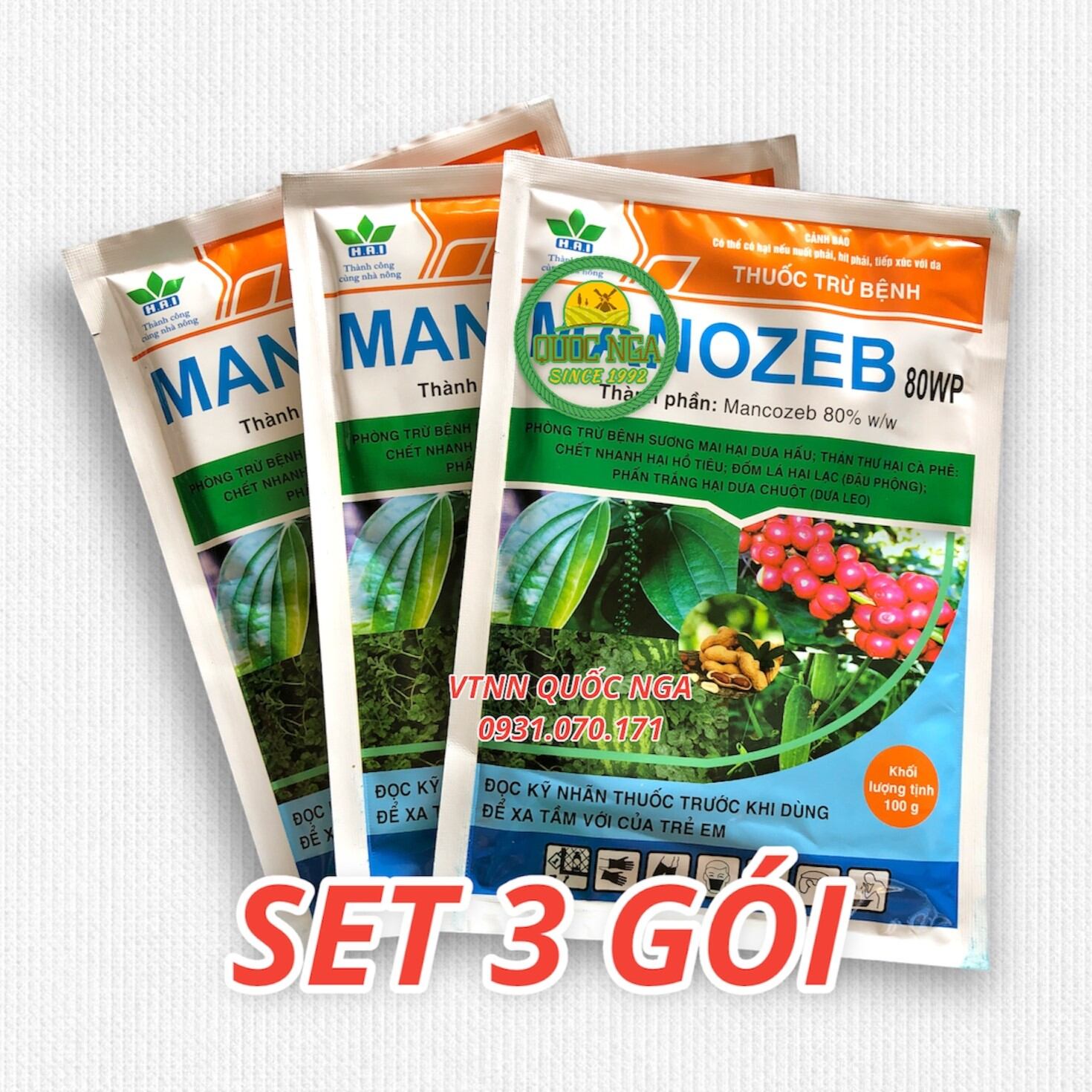 MANCOZEB 80WP BỘT XANH - TRỪ BỆNH THÁN THƯ, ĐỐM LÁ, PHẤN TRẮNG