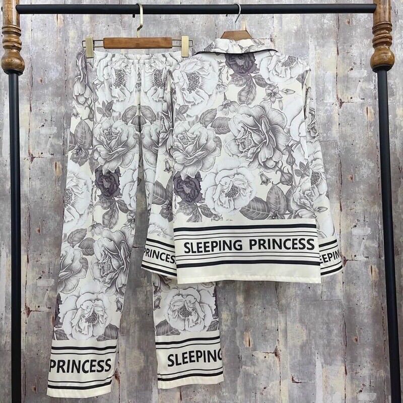 Bộ Pijama Lụa Latin cao cấp Hoạ Tiết Hoa 3D