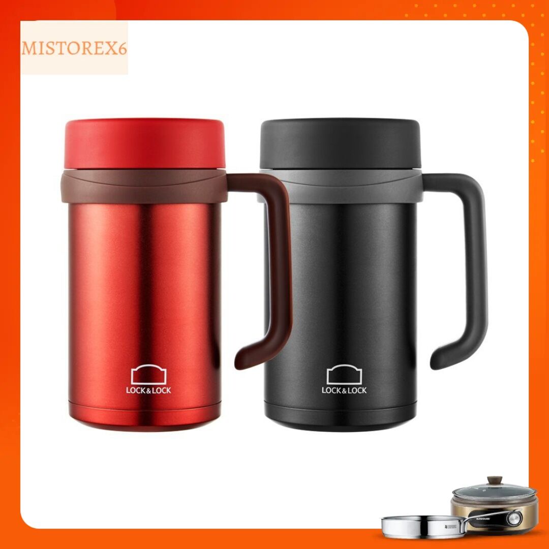 Ly giữ nhiệt lock&lock 500ml có tay cầm new basic table lhc4026b - hàng chính hãng, miệng ly rộng
