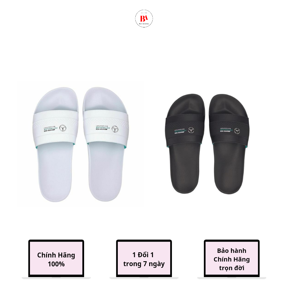 CHÍNH HÃNG Dép Puma x Mercedes Đen & Trắng