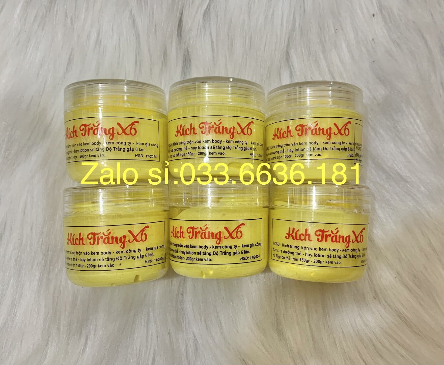 Combo 6 hủ kem kích trắng x6 màu vàng