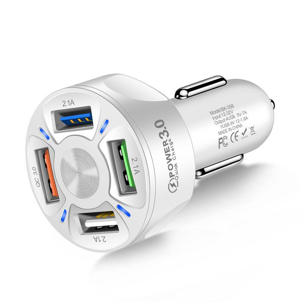 Tẩu sạc nhanh thông minh QC 3.0 7A/35W dành cho ôtô 4 cổng USB có đèn led