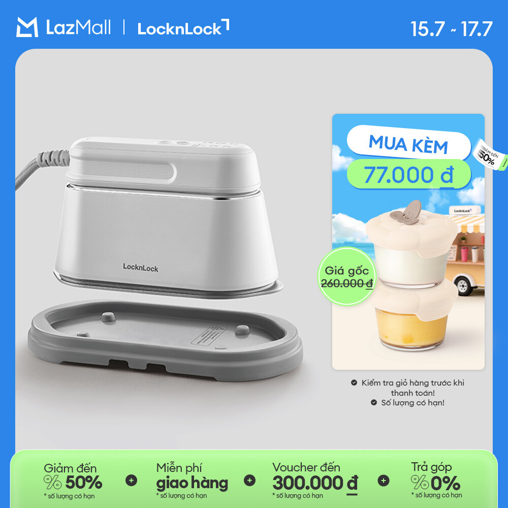 Bàn ủi hơi nước 2 trong 1 LocknLock 2 in 1 steam iron 100ml - Màu trắng ENI262WHT