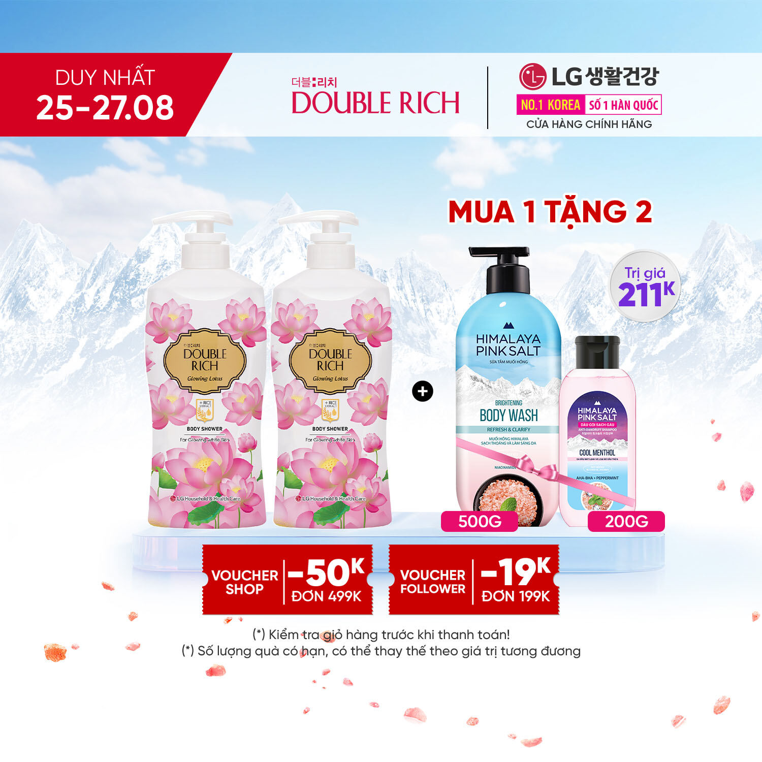 Combo 2 Sữa tắm Double Rich hương hoa chiết xuất từ thiên nhiên - Glowing Lotus