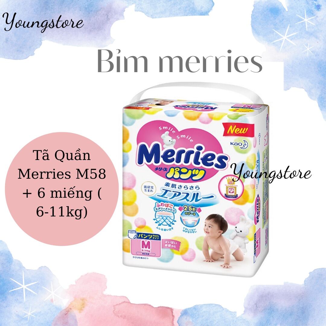 CỘNG MIẾNG / ĐỦ SIZE - Bỉm Merries Nội Địa Nhật Bản - Dán/Quần NB96/S88/M68/M64/L58/L50/XL44/XXL28