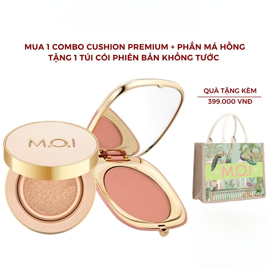 Combo Phấn nước Premium Baby Skin Cushion và Phấn má hồng MOI Cosmetics
