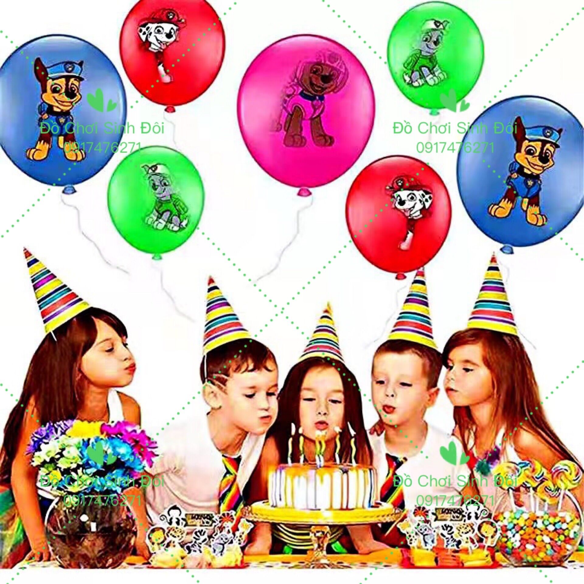 Bong bóng hình đội chó cứu hộ - combo 10 cái