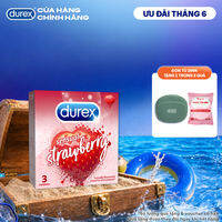 Bao cao su Durex Sensual Strawberry hương dâu (size 52mm, hộp 3 bao)