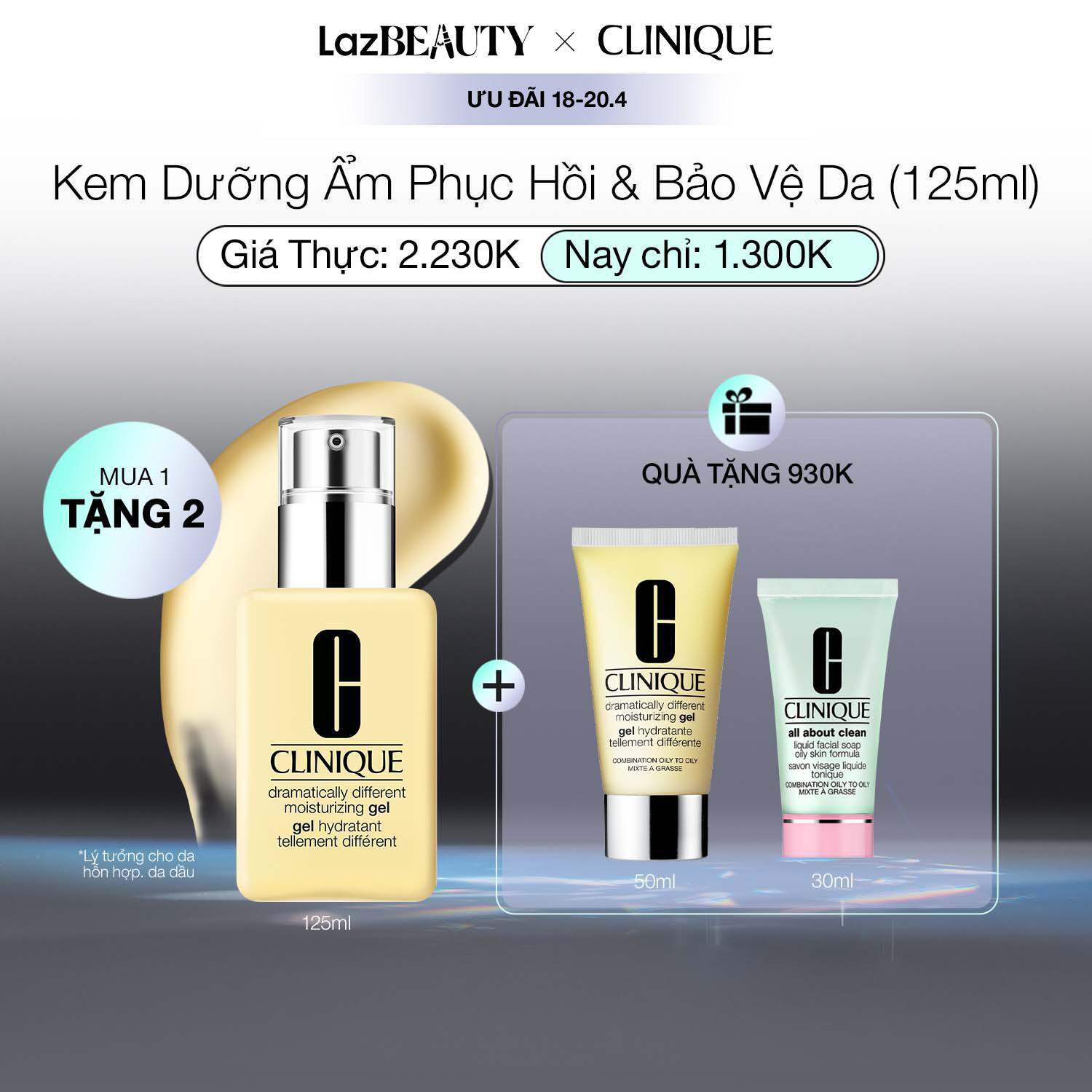 Kem dưỡng ẩm cân bằng Clinique Dramatically Different Moisturizing - Moisturizer 125ml (Gel - Jelly - Lotion)