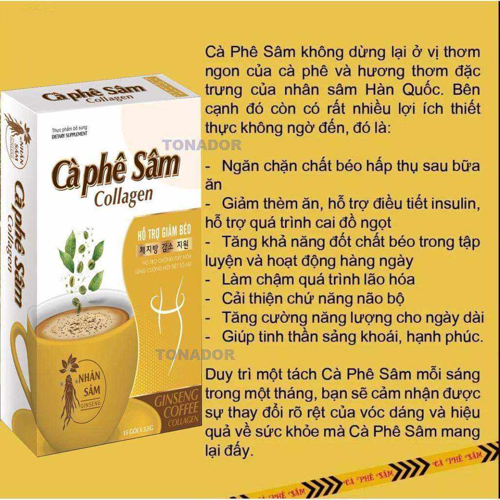 2 hộp giảm cân cà phê sâm Collagen ngăn tái béo thon gọn cơ thể , đẹp da...