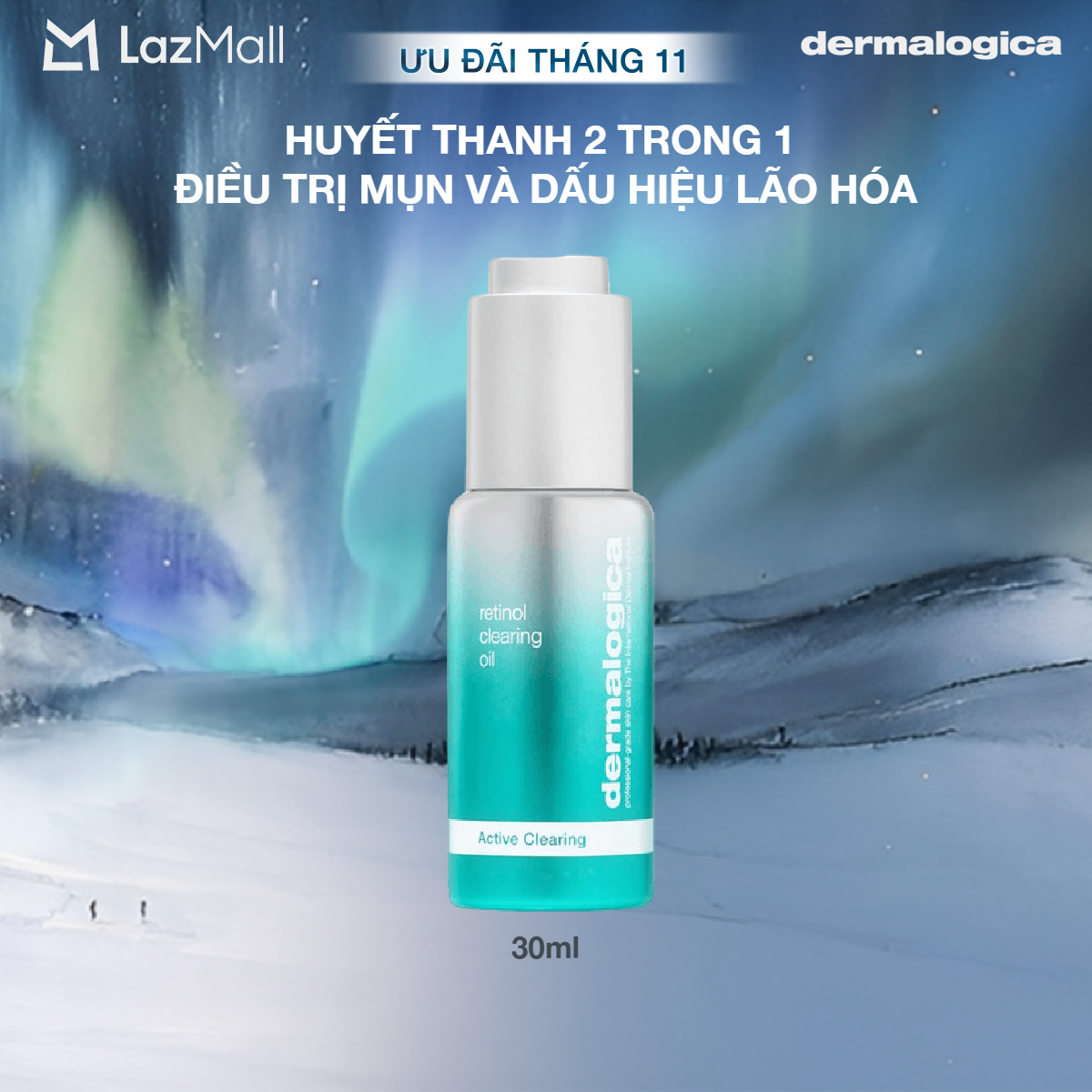 Serum dưỡng da căng bóng Dermalogica Retinol Clearing Oil 30ml giảm mụn ẩn và mụn viêm thu nhỏ chân