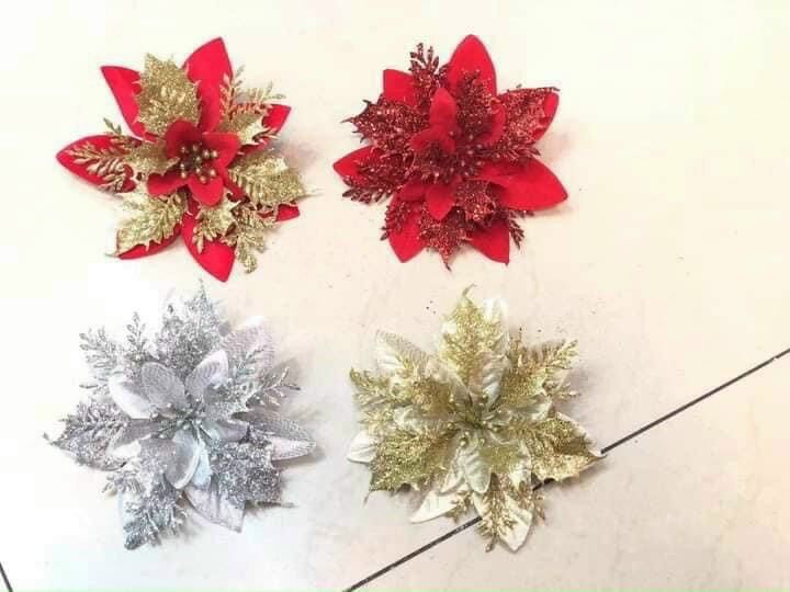 sét 3 bông kim tuyến nhũ 14cm