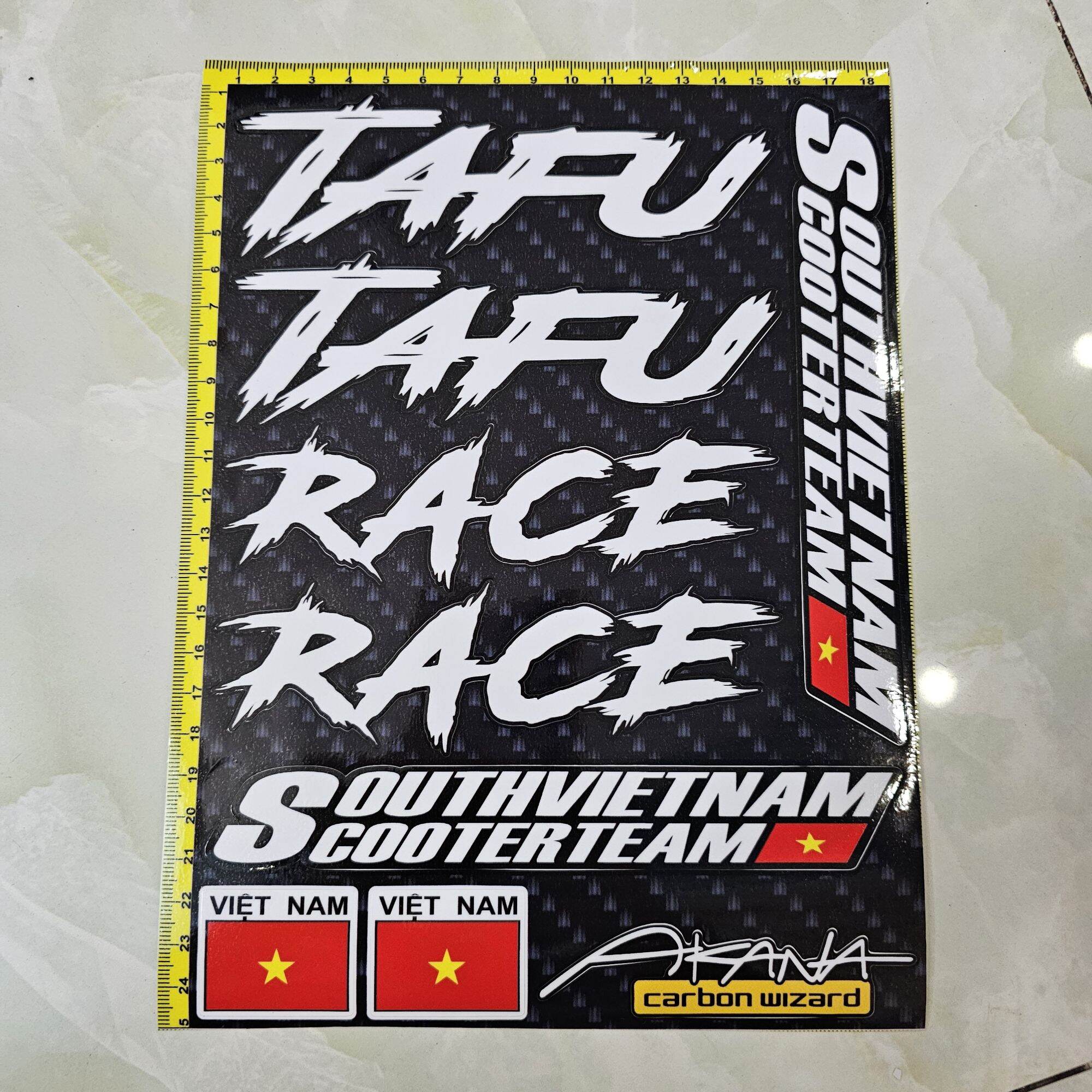 Trọn bộ logo tafu race southvietnam lá cờ kích thước 18x25cm dán trang trí xe máy