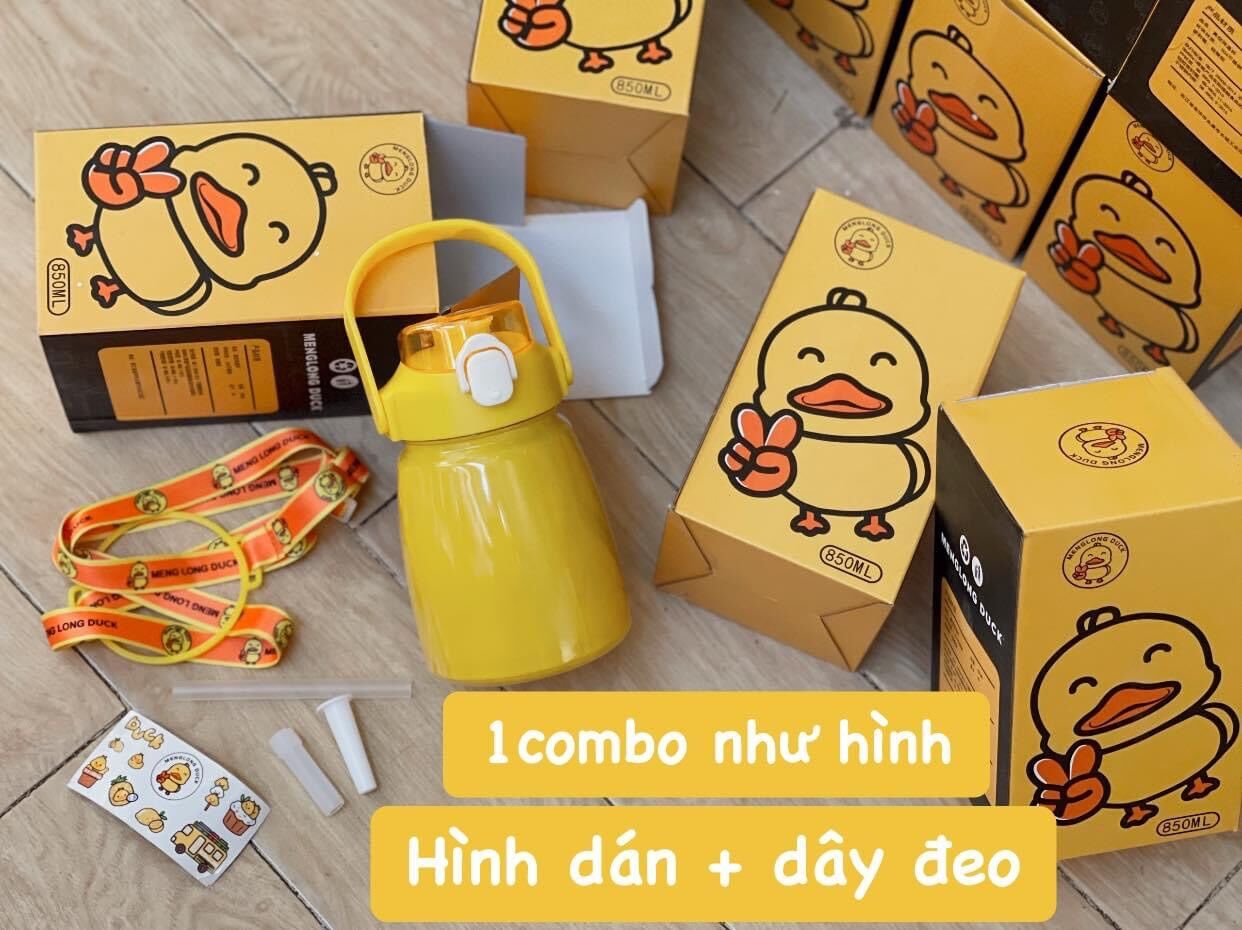 bình nước giữ nhiệt inox 304 con vịt vàng 900ml