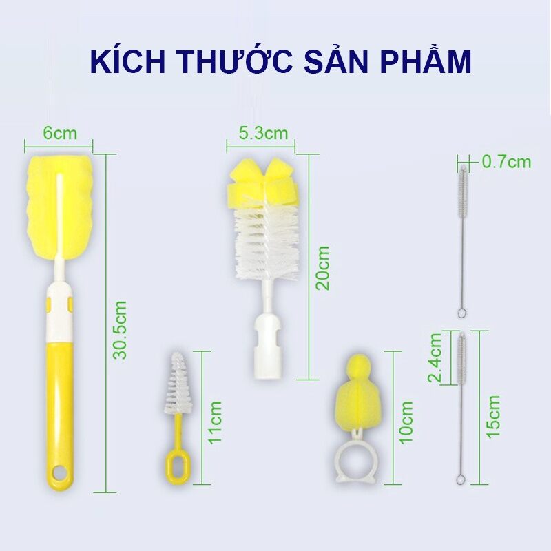 cọ rửa bình sữa 5 chi tiết xoay 360 độ