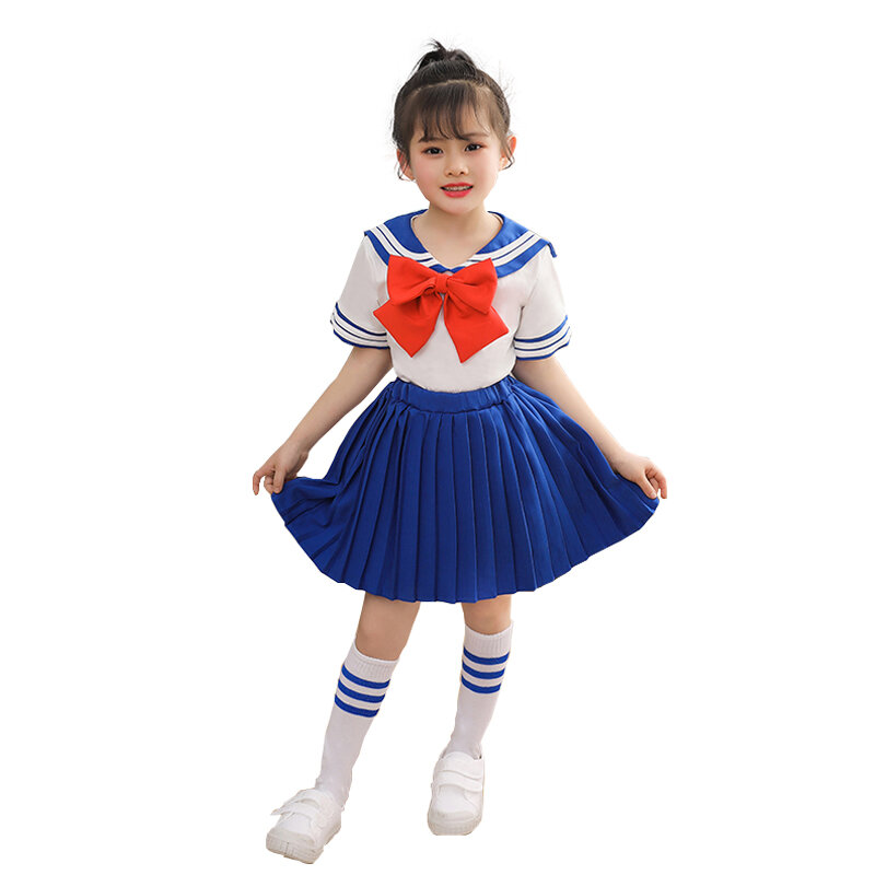 Đồng phục trường mẫu giáo hợp xướng trẻ em tết nguyên đán đồng phục biểu diễn đồng phục học sinh tiểu học đồng phục lớp múa biểu diễn hải quân núm tua cổ vũ