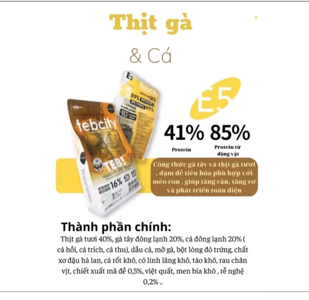 Thức ăn cho mèo hạt Teb Citi gói 1.5kg- Thức ăn hạt mix toping cho mèo