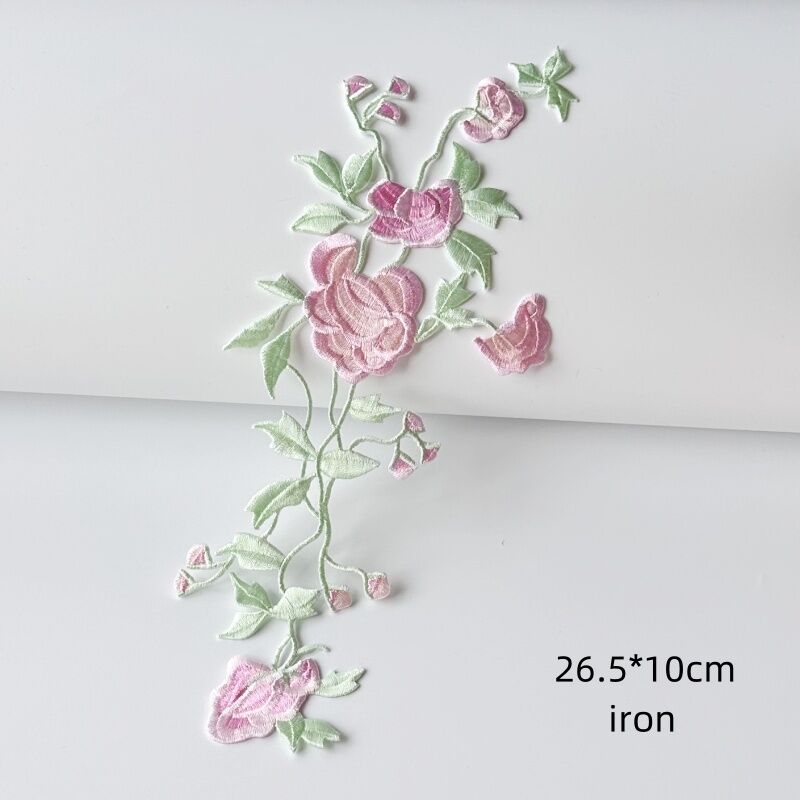 Vải Thêu Hoa Dài Màu Xanh Lá Cây Và Xanh Lam Dán Vá Quần Áo Thủ Công DIY Trang Trí Hanfu Qipao Vải P