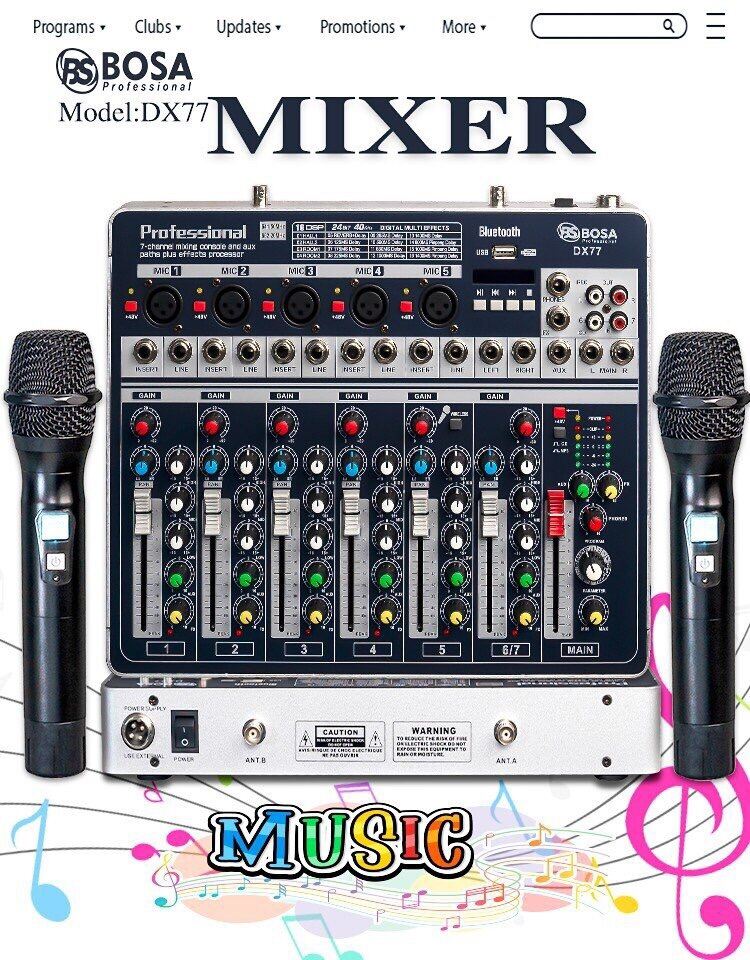 [HCM][Trả góp 0%]Mixer BOSA DX77 Tích Hợp Micro Không Dây