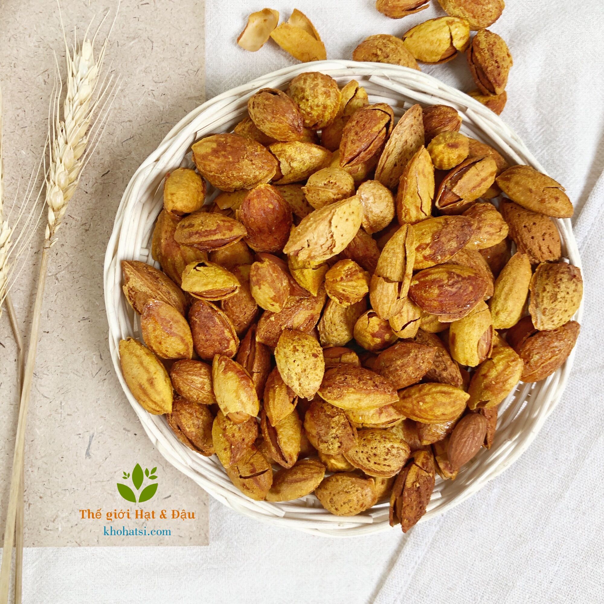 500g hạnh nhân rang bơ vỏ mỏng nhập khẩu mỹ