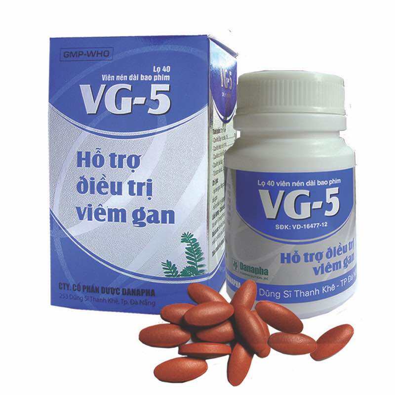 Viên uống bổ gan VG5 (Hộp 40 viên) Hỗ trợ hạ men gan, tăng cường chức năng gan, phục hồi tế bào gan, giúp bảo vệ gan.