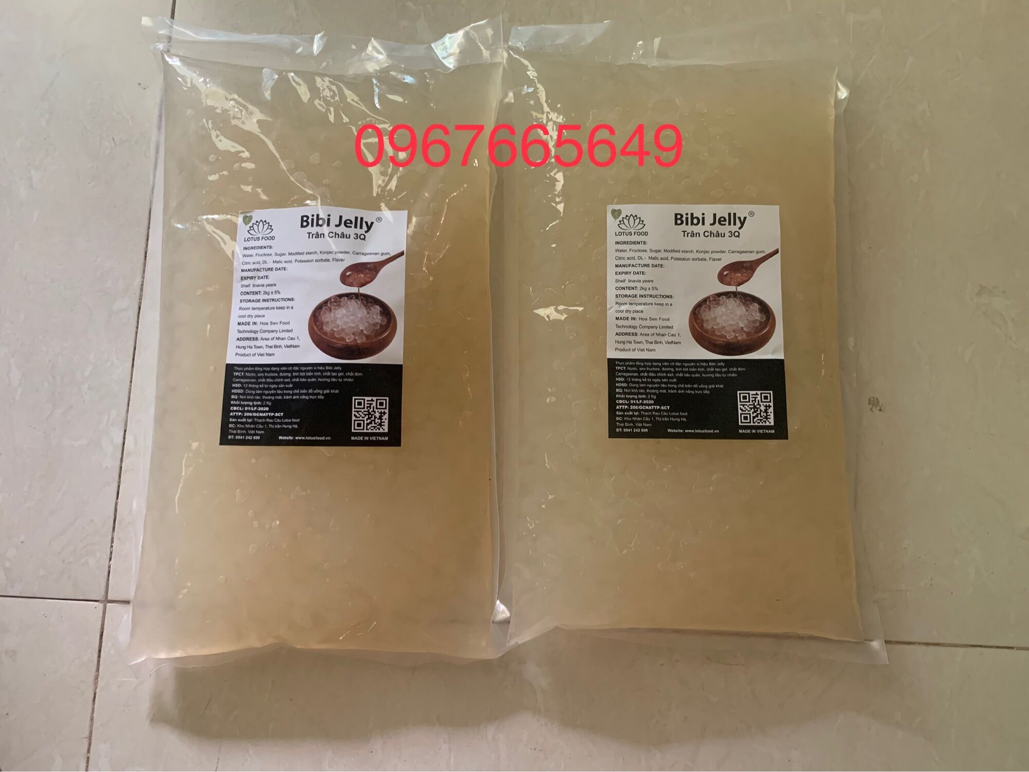 Trân châu trắng / trân châu đen 3Q BIBI Jelly ( thạch 3Q bibi jelly - 2kg/ túi )